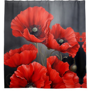Red poppies Flowers Shower Curtain