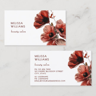 Red Poppies Flowers White Business Card