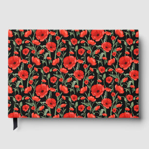 Red Poppies Foil Guest Book