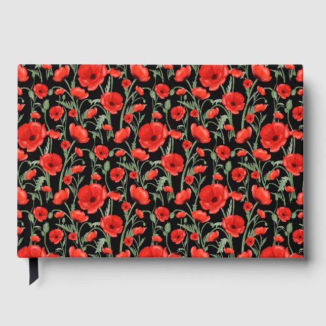 Red Poppies Foil Guest Book (Front)