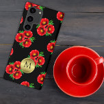 Red Poppies Gold Monogram  Samsung Galaxy S22 Ultra Case<br><div class="desc">Elevate the appearance of your mobile phone with our Red Poppies Gold Monogram Sumsung Galaxy S22 Ultra Case! This case boasts a mesmerizing black and red floral poppies design that exudes glamour and refinement to your device. The personalized monogram showcased on gold adds an unparalleled and individualized touch that distinguishes...</div>