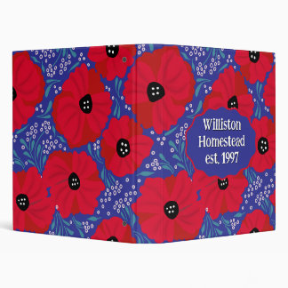 Red Poppies Hand-illustrated Floral Pattern 3 Ring Binder