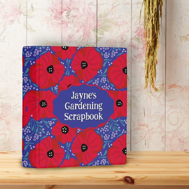 Red Poppies Hand-illustrated Floral Pattern Mini Binder (Creator Uploaded)