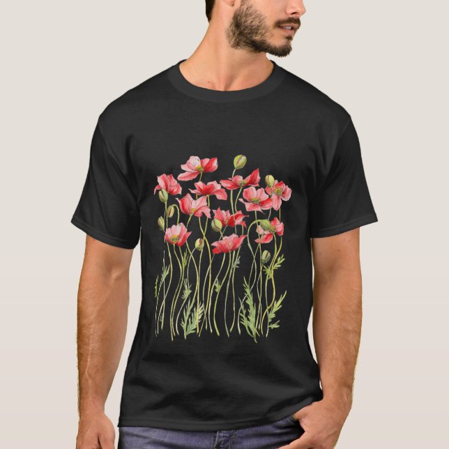 Red Poppies Illustration T-Shirt (Front)