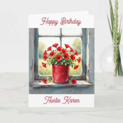 Red Poppies in a Coffee Tin Personalized Birthday 