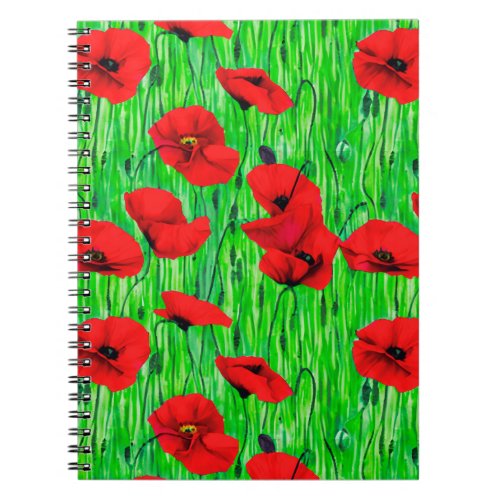 Red Poppies in a Green Field Notebook