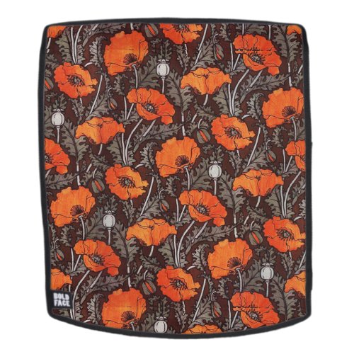 RED POPPIES IN BLACK WHITE Poppy Field Floral Backpack