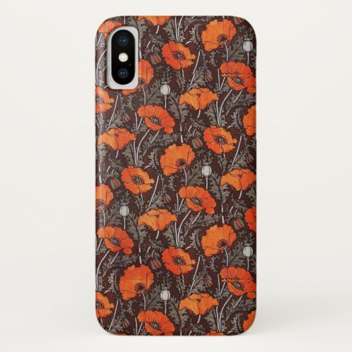 RED POPPIES IN BLACK WHITE Poppy Field Floral iPhone X Case