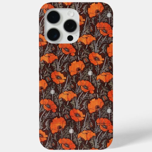 RED POPPIES IN BLACK WHITE Poppy Field Floral iPhone 15 Pro Max Case