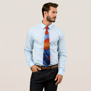 Red Poppies in Blue grass  Neck Tie