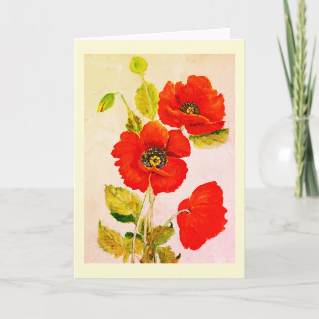Red poppies in fine art card (Front)