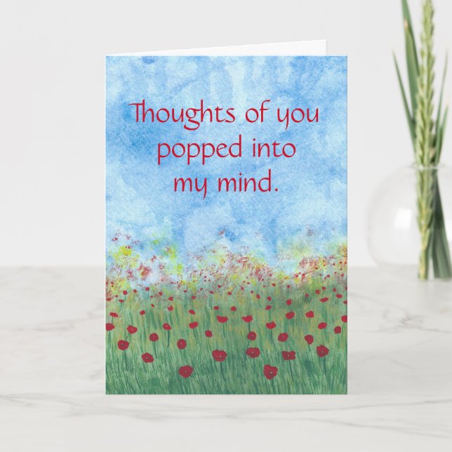 Red poppies in the field custom greeting cards (Front)
