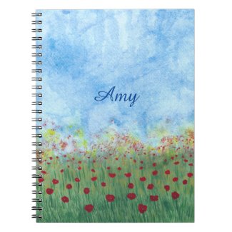 Red Poppies in the Field Personalized Journals