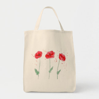 Red Poppies in Watercolors Tote Bag