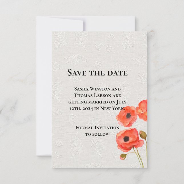 Red Poppies Invitation (Back)