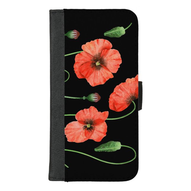 Red Poppies iPhone Wallet Case (Front)