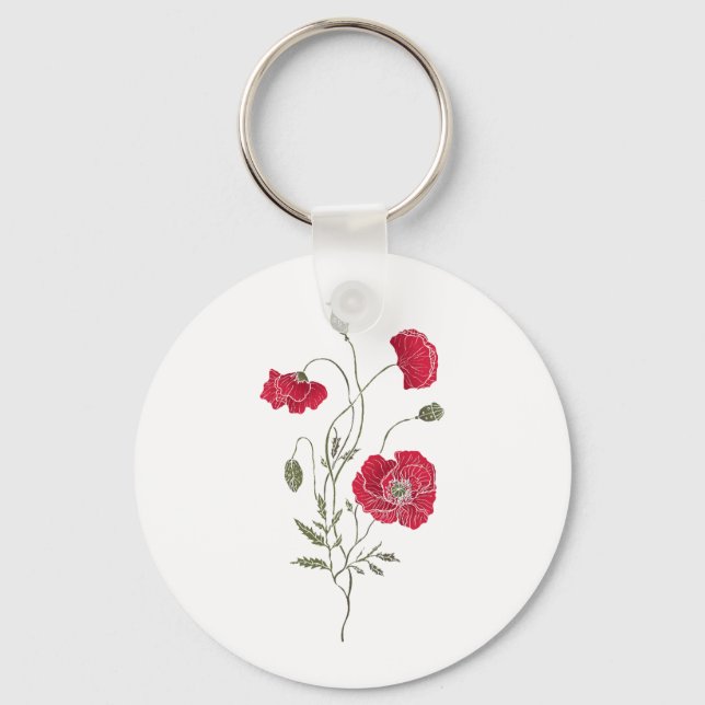 Red Poppies Keychain (Front)
