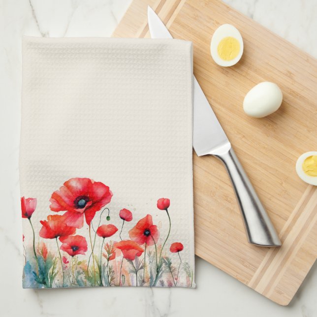 Red Poppies kitchen towel (Quarter Fold)