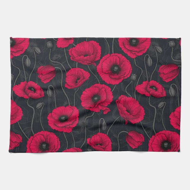 Red Poppies Kitchen Towel (Horizontal)