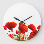 Red Poppies Large Clock at Zazzle
