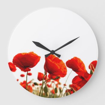 Red Poppies Large Clock by mugebasak at Zazzle