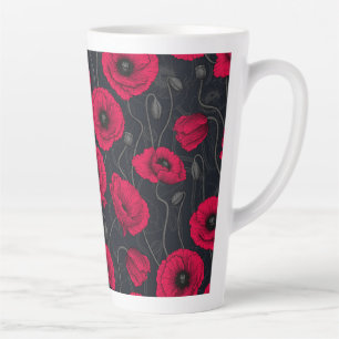 Red Poppies Latte Mug