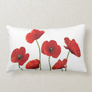 Red Poppies Lumbar Pillow