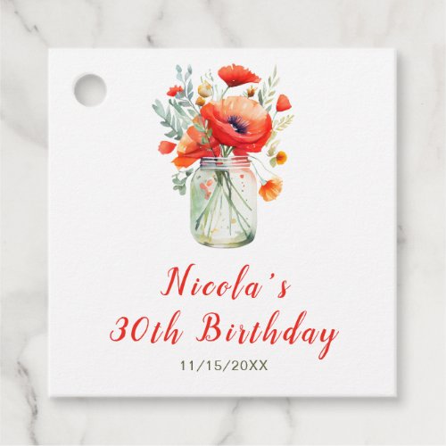 Red Poppies Mason Jar Birthday