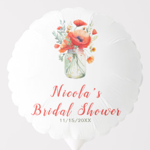 Red Poppies Mason Jar Bridal Shower Balloon