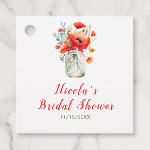 Red Poppies Mason Jar Bridal Shower