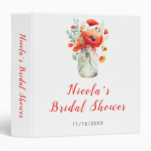Red Poppies Mason Jar Bridal Shower Photo Album