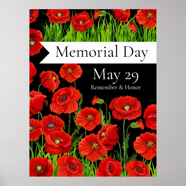 Red Poppies Memorial Day Poster (Front)