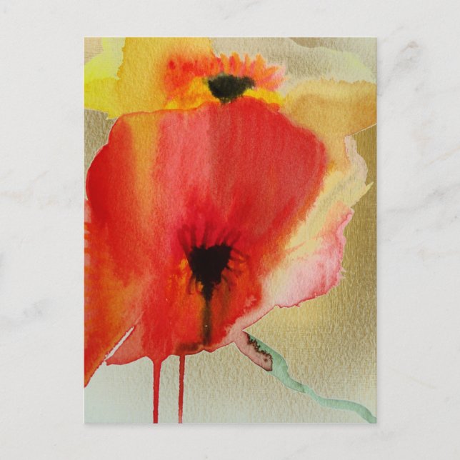 Red Poppies Modern Floral art Postcard (Front)