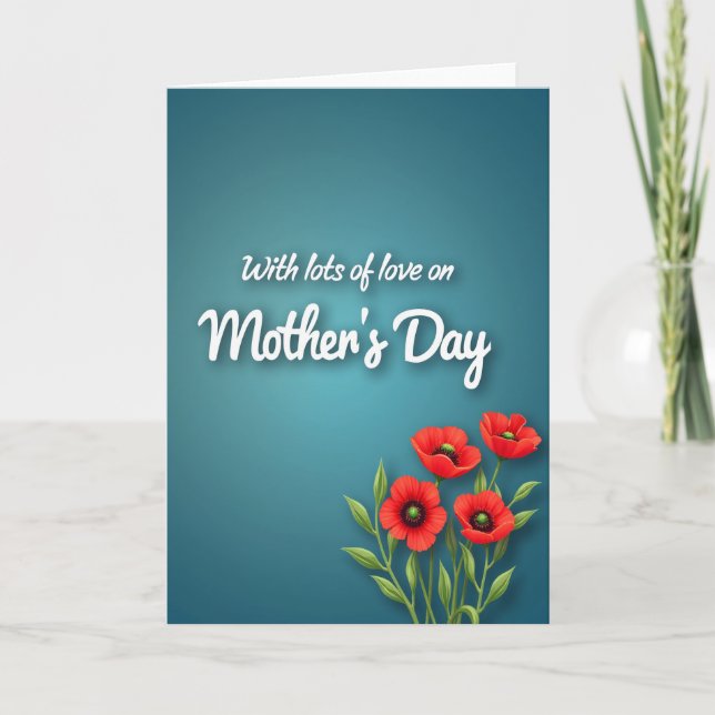 Red Poppies Mothers Day Wish Card (Front)