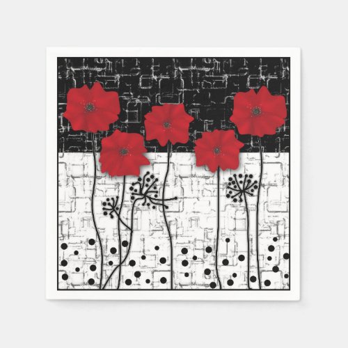 Red poppies napkins
