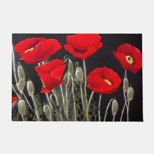 Red Poppies Nature Art  Doormat