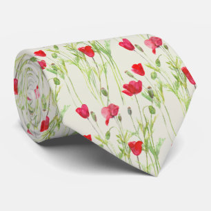 red poppies neck tie