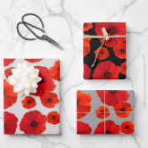 Red poppy wrapping paper, Zazzle