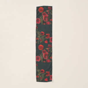 Red Poppies On Black Scarf