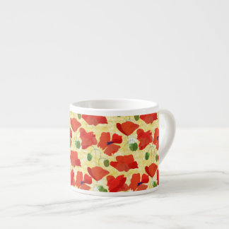 Red Poppies on Cornfield Yellow Espresso Mug