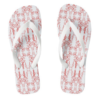 Red Poppies Outline Pattern on White to Customize Flip Flops