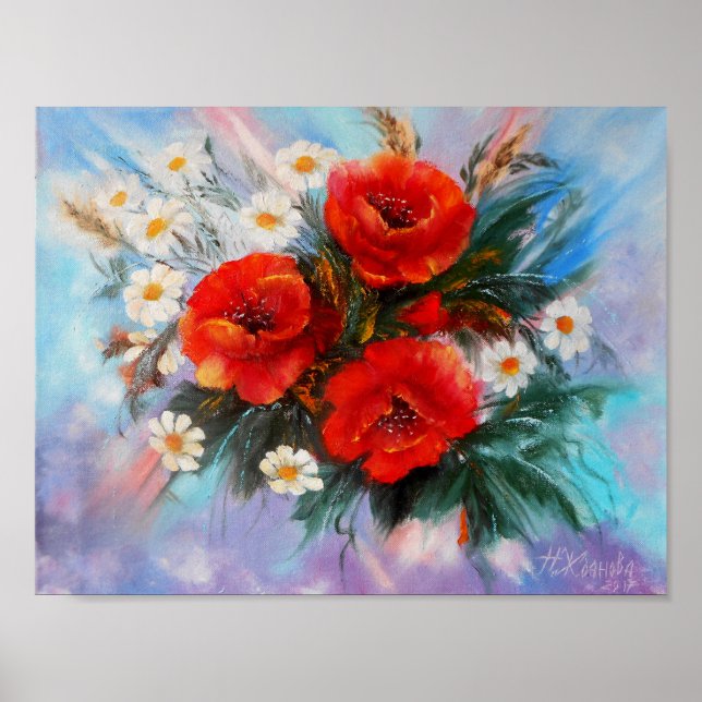 Red poppies painting wall art (Front)
