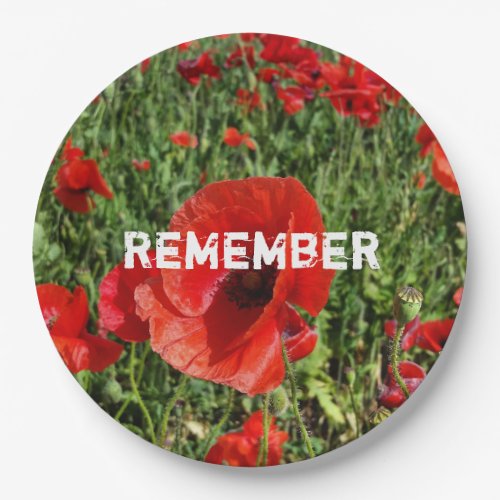 Red Poppies Paper Plate