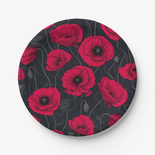 Red Poppies Paper Plates