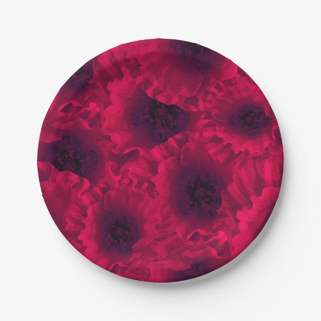 Red poppies paper plates (Front)