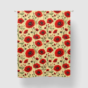 Red poppies pattern blackout curtains