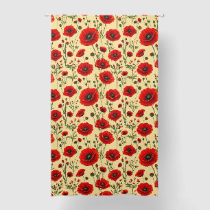 Red poppies pattern blackout curtains
