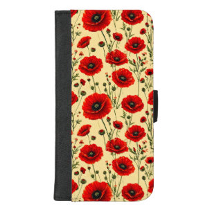 Red poppies pattern Elegant Botanical Design Gift  iPhone 8/7 Plus Wallet Case