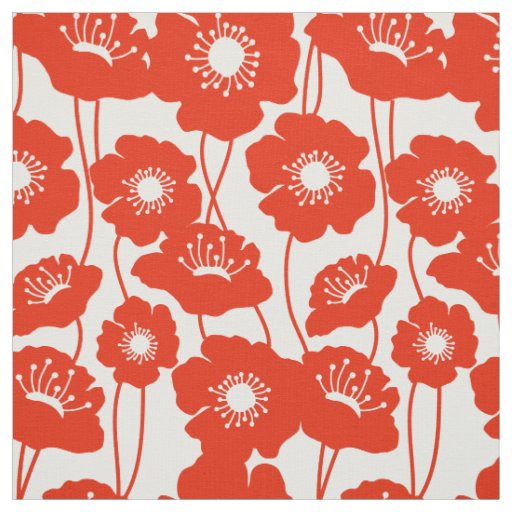 Red Poppies Pattern Fabric