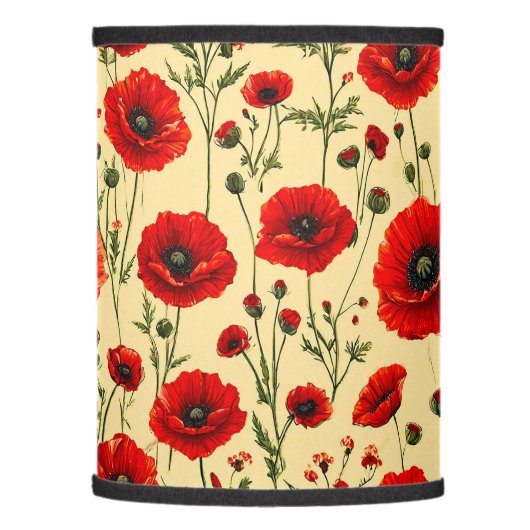 Red poppies pattern lamp shade (Left)